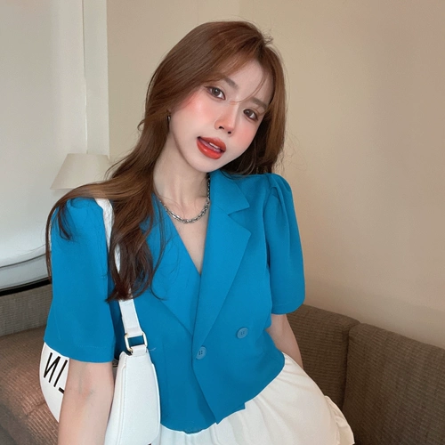 Летний короткий модный тонкий пиджак классического кроя, короткий рукав