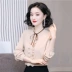 Áo sơ mi nữ mùa xuân mới 2021 thiết kế dài tay cảm giác thích hợp mặc bên ngoài áo sơ mi cardigan nơ áo sơ mi nữ xu hướng - Áo sơ mi dài tay Áo sơ mi dài tay