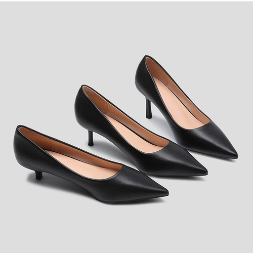 Рабочие туфли, комфортная обувь на высоком каблуке, из натуральной кожи, мягкая подошва, против усталых ног, 5см