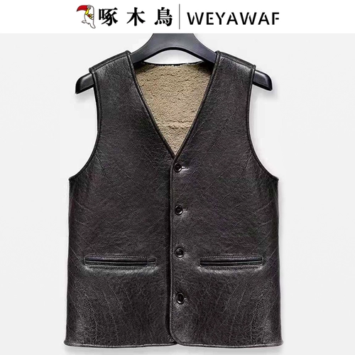 Демисезонный жилет для отдыха, для мужчины среднего возраста, увеличенная толщина, из натуральной кожи