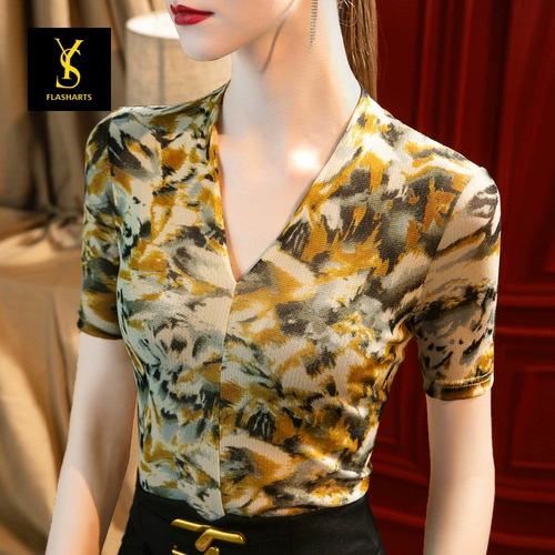 Летняя спортивная одежда, V-образный вырез, короткий рукав, коллекция 2022