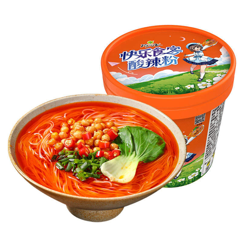 稻花香 快乐食客酸辣粉原味重庆方便粉丝方便粉冲泡懒人速食1桶装 丝条实拍商品图