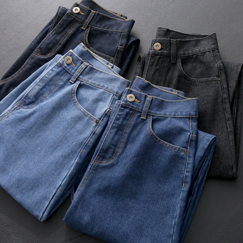 Японские ретро трехмерные приталенные штаны, джинсы, высокая талия, свободный крой