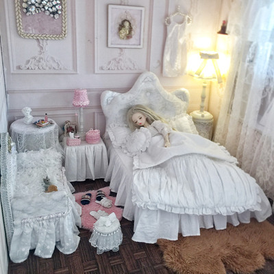taobao agent BJD four -point baby bed pillow quilt bedding European -style retro high princess princess 4/3 points baby furniture