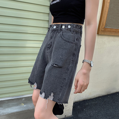 taobao agent Denim summer thin fitted shorts, 2022 collection, high waist