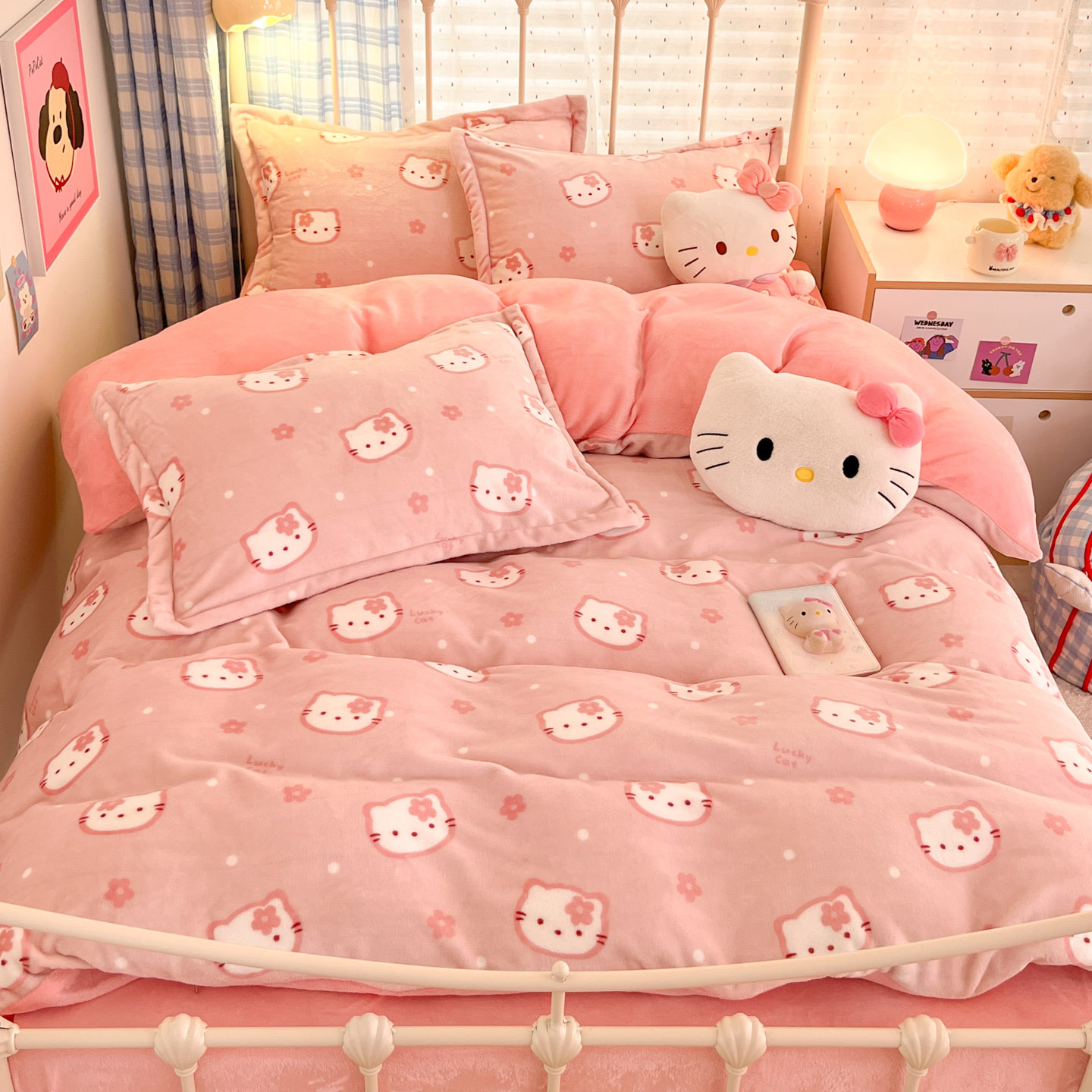 A类牛奶绒四件套冬季加厚保暖珊瑚绒被套床单床笠款4件套床上用品