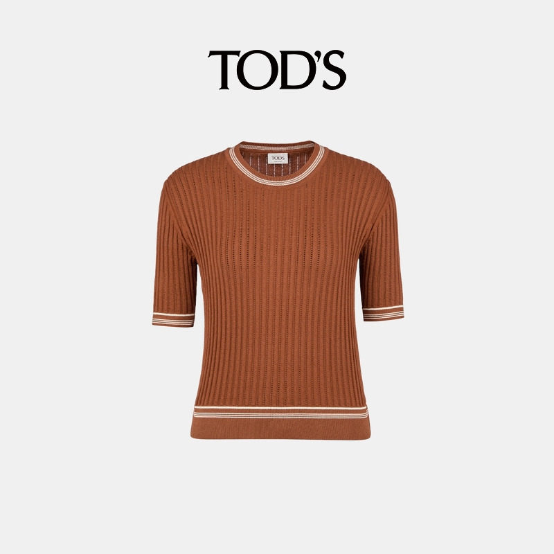 【特惠6折】TOD'S官方正品女士针织棉T恤休闲女装 装织实拍商品图