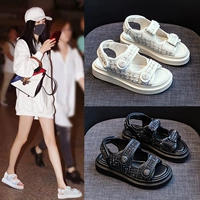 Летние сандалии на платформе, универсальная спортивная пляжная пляжная обувь на липучке, в стиле Шанель, 2024 года