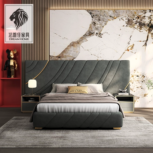 Легкая роскошная главная спальня с двуспальной кроватью современная итальянская минималистская матовая ткань