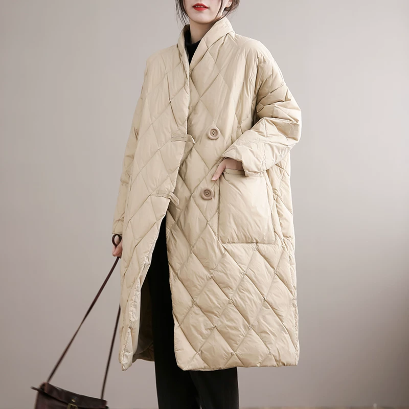 Long black velvet down jacket, mid-length, duck down, increased thickness