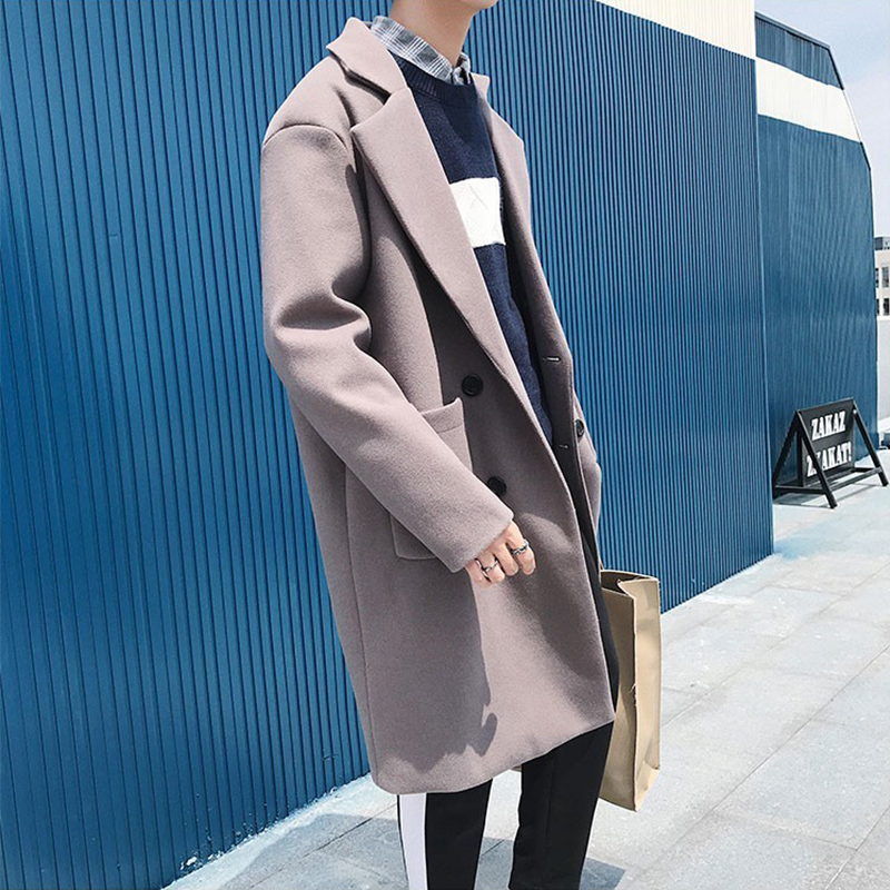 Autumn mid-length windbreaker men's 2020 Korean style slim casual jacket student male coat personality trend clothes