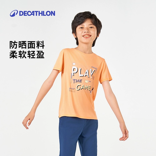 Быстросохнущая детская спортивная дышащая футболка для мальчиков для тренировок, детская одежда, защита от солнца