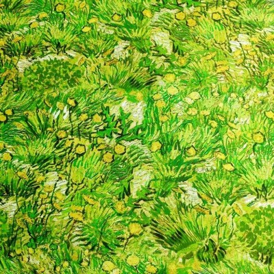 taobao agent Width 105 Customized flat cotton cloth yellow -green flower grass oil painting impression school hazy color tuning manual