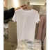 Hàn Quốc Dongdaemun 2021 mùa hè mới đơn giản màu trơn áo thun ngắn tay phụ nữ cổ tròn xu hướng hàng đầu - Áo phông Áo phông