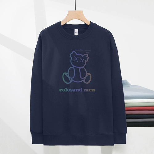 Толстовка, комплект, трендовый утепленный лонгслив с круглым воротником, осенняя, оверсайз, с медвежатами