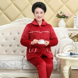 Зимняя флисовая коралловая бархатная пижама, стеганый демисезонный комплект для пожилых людей для матери, увеличенная толщина, для среднего возраста