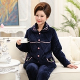 Зимняя флисовая коралловая бархатная пижама, стеганый демисезонный комплект для пожилых людей для матери, увеличенная толщина, для среднего возраста