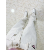 Брендовые осенние джинсы, штаны, белые леггинсы, свободный крой, для формы тела «груша»