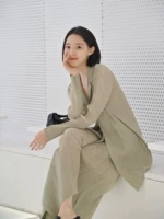 Issey Miyake PLEATS PLEASE простой тонкий плиссированный костюм, плиссированные топ и брюки, комплект из двух предметов для девочек