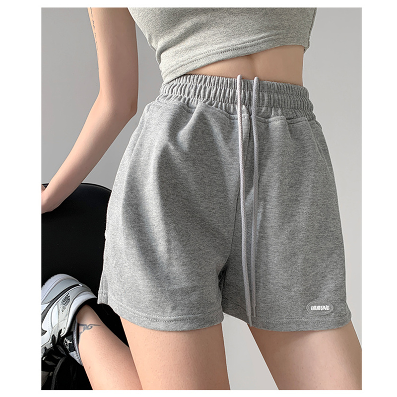 Light GreyShow thin motion shorts female summer Wear out Solid color Broad legs easy ins leisure time Hot pants High waist run At home Pyjamas