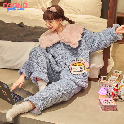 taobao agent Quilted jacket, winter coral pijama, velvet insulated demi-season uniform, can be worn over clothes