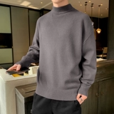 Мужской демисезонный трендовый флисовый шерстяной трикотажный свитер, высокий воротник, коллекция 2021, увеличенная толщина