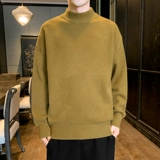 Мужской демисезонный трендовый флисовый шерстяной трикотажный свитер, высокий воротник, коллекция 2021, увеличенная толщина