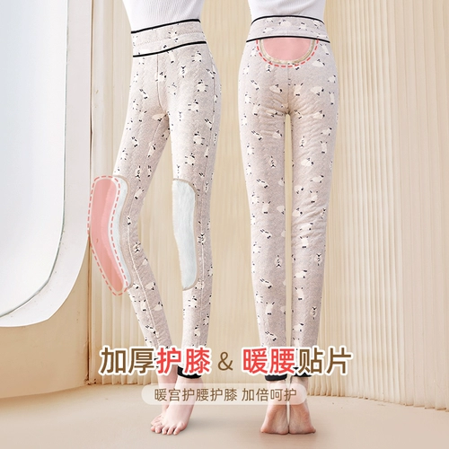 Шерстяные утепленные штаны, удерживающие тепло наколенники, леггинсы, высокая талия, большой размер