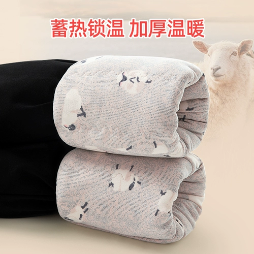 Шерстяные утепленные штаны, удерживающие тепло наколенники, леггинсы, высокая талия, большой размер