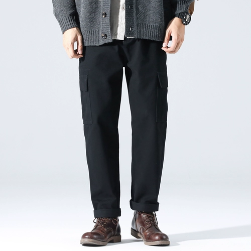 Штаны, ретро демисезонные повседневные брюки, осенние, в американском стиле, свободный прямой крой