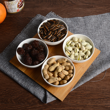 陶瓷四格拼盘零食干果点心糖果坚果拼盘咖啡厅会所ktv酒吧休闲吧