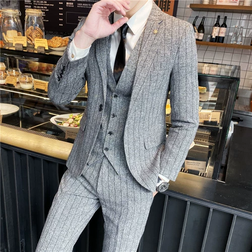 Комплект, классический костюм, свадебное платье для отдыха, куртка, 3 предмета, в корейском стиле