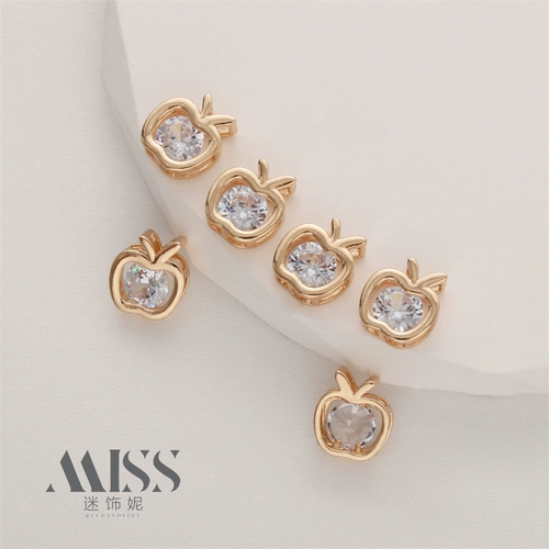 Apple, трехмерный цирконий, подвеска, аксессуар ручной работы, браслет, ожерелье, аксессуары, 14 карат, золотой цвет