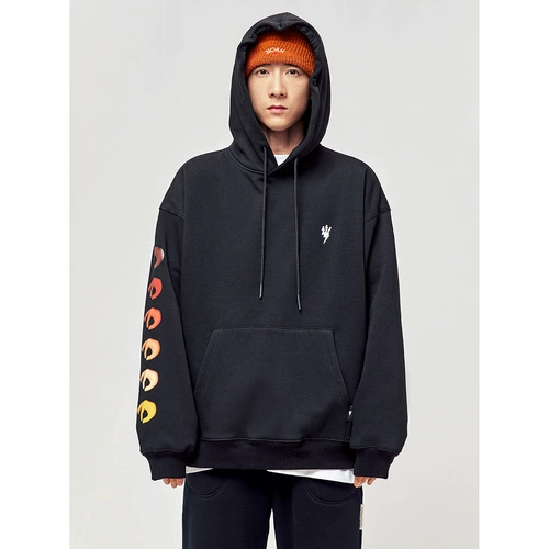 Черная толстовка с капюшоном подходит для мужчин и женщин, в корейском стиле, этнический стиль, оверсайз