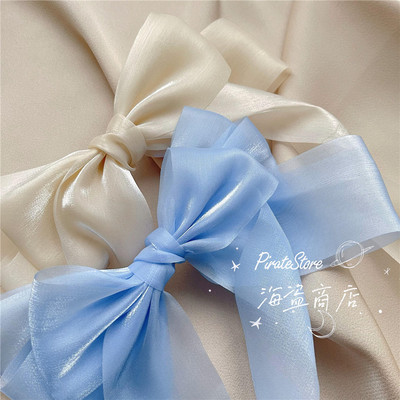 taobao agent Fluttering pearl glittering bow bowed hair clip pinching ribbon spring clip in the daily immortal versatile student