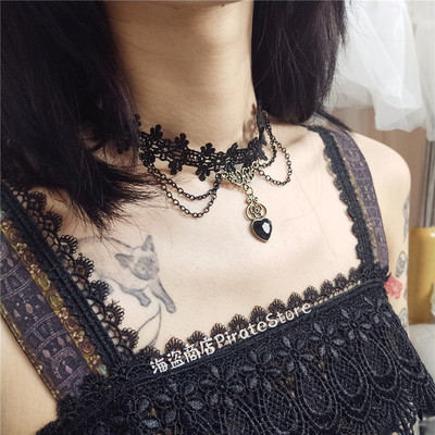 taobao agent Retro universal black elegant necklace, Lolita style, halloween
