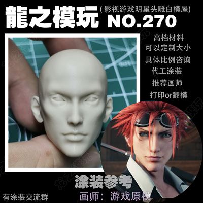 taobao agent 1/6 1/12 1/18 Final Fantasy 7 Remake Edition Renault BJD Style thin men's head carved white model 270