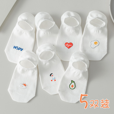 taobao agent Summer thin invisible non-slip cute Japanese white cotton socks