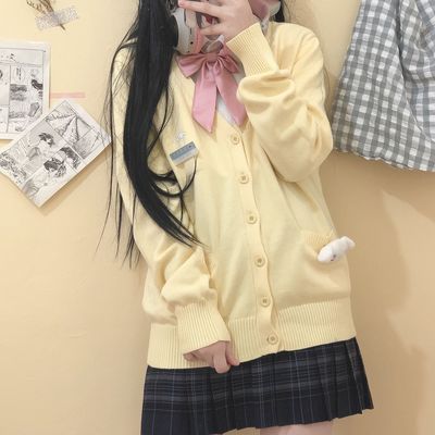 taobao agent Genuine soft Japanese school skirt, knitted sweater, cardigan, demi-season uniform, jacket