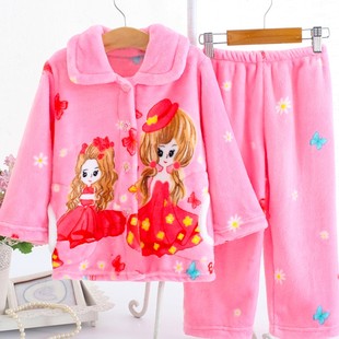 Demi-season children's flannel velvet pijama for boys, coral keep warm set, increased thickness, long sleeve