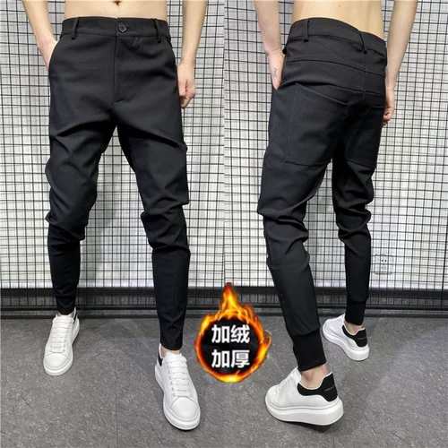 Демисезонные штаны, черные повседневные брюки, популярно в интернете