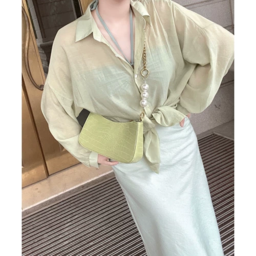 Ретро цепь, сумка подмышку, сумка через плечо, сумка на одно плечо, 2023, французский ретро стиль, крокодиловый принт, в корейском стиле