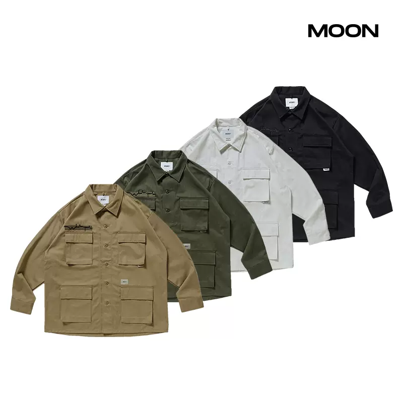 MOON现货WTAPS JUNGLE 01/LS/COTTON. TWILL刺绣四袋工装衬衫21AW-Taobao