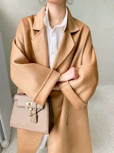 Элитное двусторонное кашемировое демисезонное длинное шерстяное шерстяное пальто, средней длины, в корейском стиле