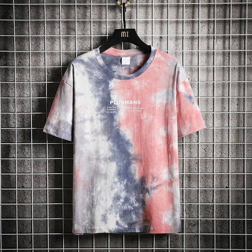 Tide, камуфляжная трендовая футболка, универсальный комплект, короткий рукав, европейский стиль, оверсайз, круглый воротник