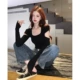 Черный свитер [высококачественная версия Y2K Hot Girl Dopamine/Beautiful/Universe/Super Beautiful/Age -Reducing/Bode/Bode/Speat Clutiny/Ultra -Evaleed Figure/Lady/Beautiful/Foreign Spirit/Взрыв этого года/Маленький человек]