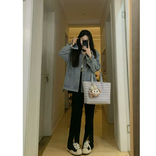 Ретро джинсовая демисезонная куртка для отдыха, коллекция 2022, подходит для подростков, изысканный стиль, в американском стиле, в стиле Шанель