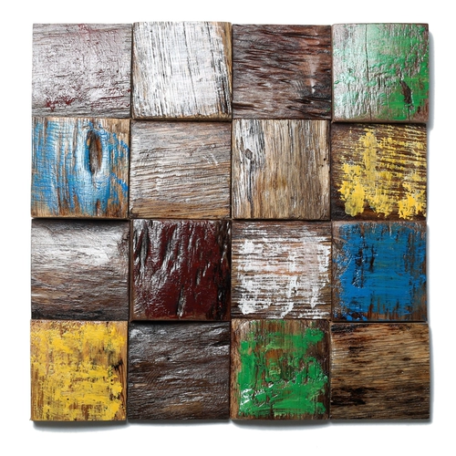 Ретро мозаика из натурального дерева, барная касса, декор