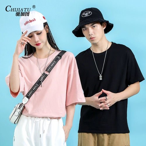 Хлопковая футболка для работы, круглый воротник, короткий рукав, с печатью вашего логотипа, делается под заказ