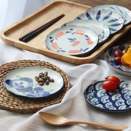 日式和风 碟子餐盘骨碟 点心碟下午茶蛋糕碟 古朴古着 釉下彩餐具